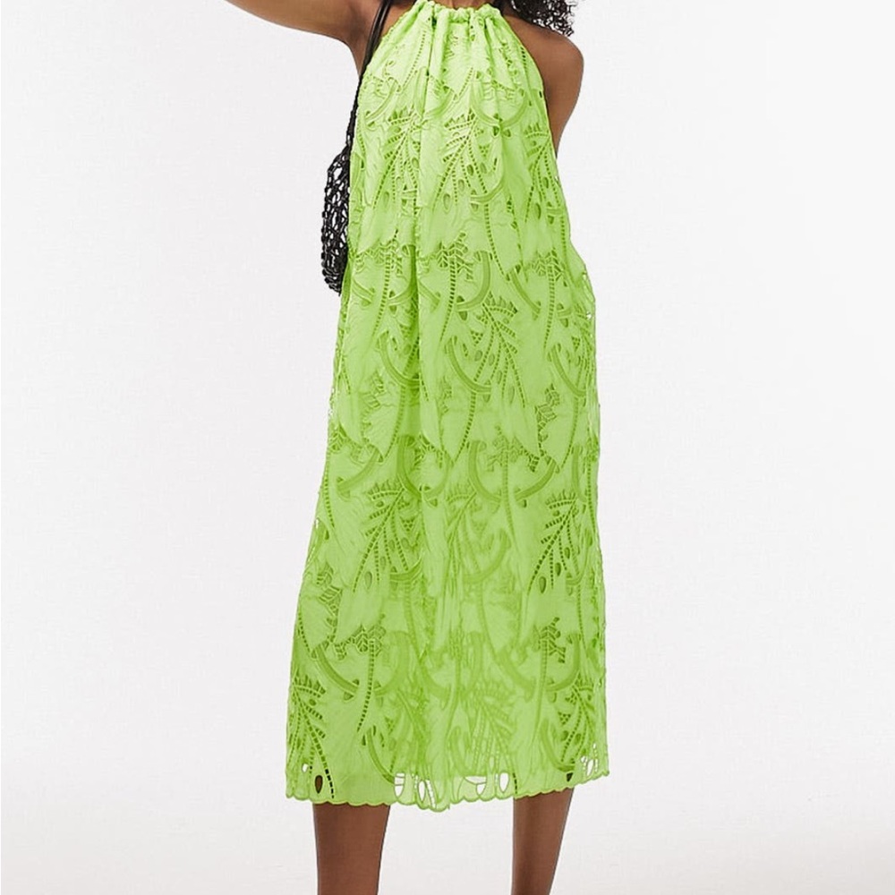 Topshop Neon Green Lace Dress